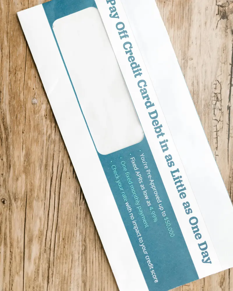 Credit card debt documents representing consolidation process